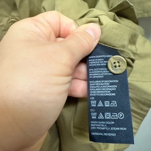 Tommy Hilfiger Tan Button Down Shirt Dress Long Sleeve Utility PS NWT - Picture 7 of 8